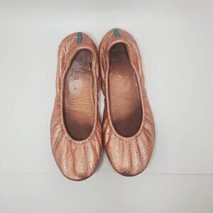Tieks Women's Rose Gold Glam Leather Ballet Flats Shoes 6